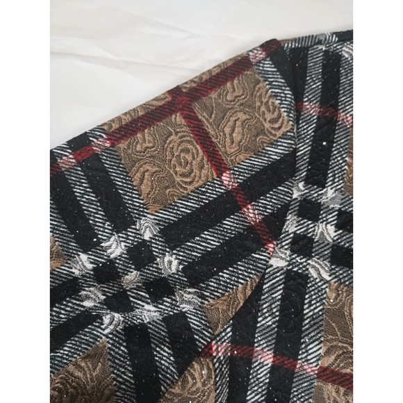 Serengeti Women Sz 1X Elegant Floral Roses Embossed Glitter Overlay Top - Picture 16 of 16